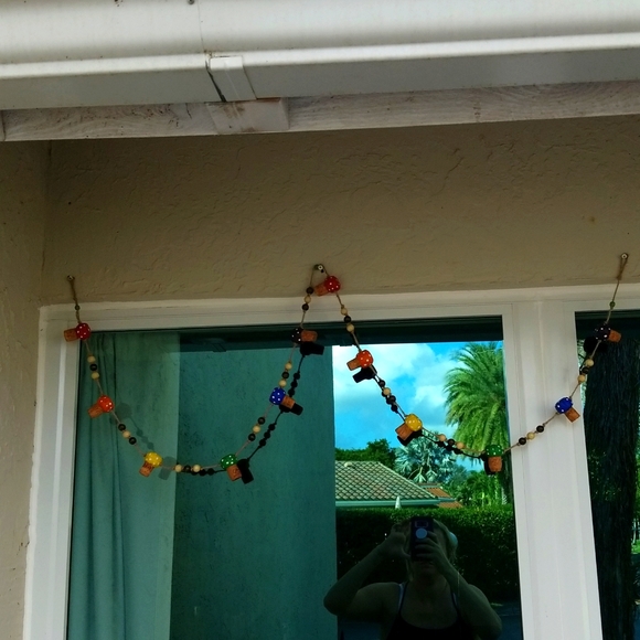Hand Crafted Rainbow Toadstools Champagne Corks Rustic Garland - Picture 2 of 8